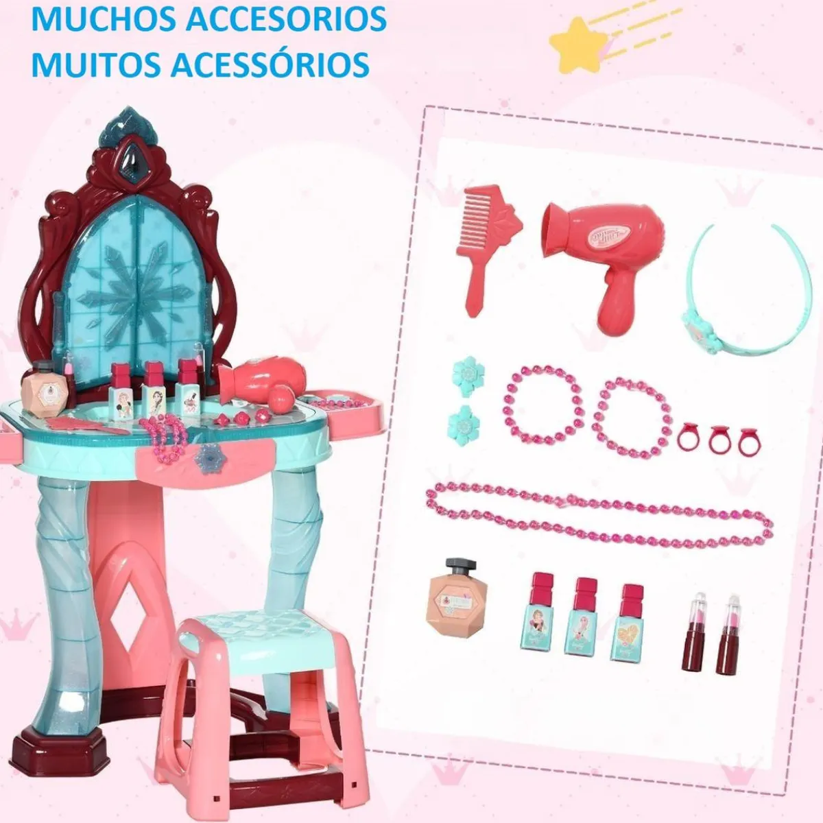 Homcom Muñecas*Aiyaplay - Tocador con taburete