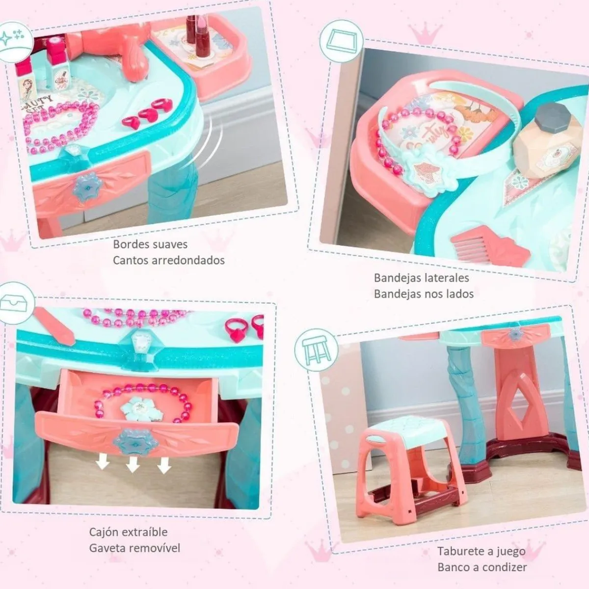 Homcom Muñecas*Aiyaplay - Tocador con taburete