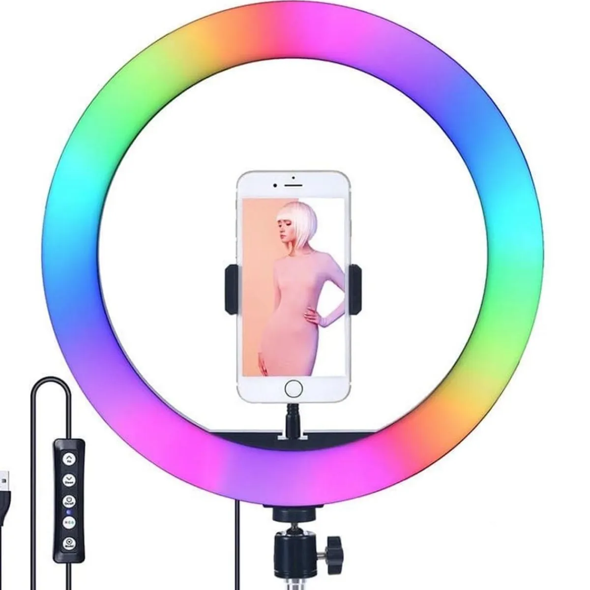 KLACK EUROPE Figuras De Acción*Aro de luz 26 cm Led 9 colores con trípode 210 cm