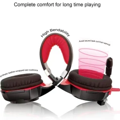 KLACK EUROPE Figuras De Acción*Auriculares Gaming con LED y control de volumen para consola PS4, XBOX y PC Rojo