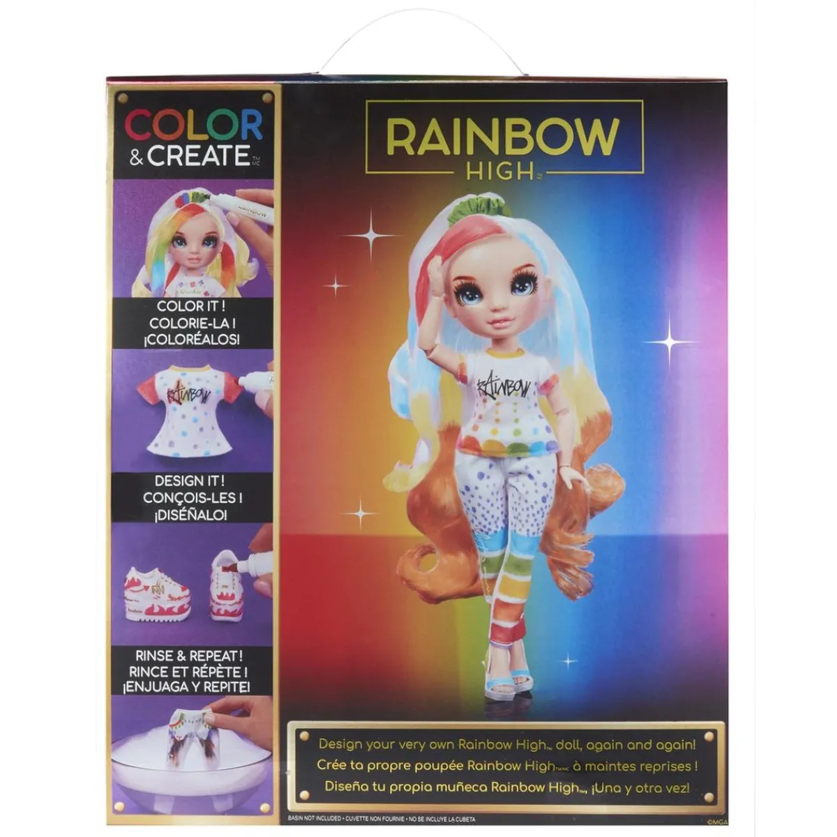 RAINBOW HIGH Muñecas*BABY born - Muñeca Fashion DIY ojos azules, top y zapatos extra, rotuladores lavables arcoiris