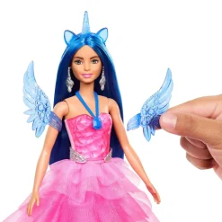 MATTEL Muñecas*Barbie - Muñeca Celebración Zafiro con Vestido Rosa y Unicornio ㅤ