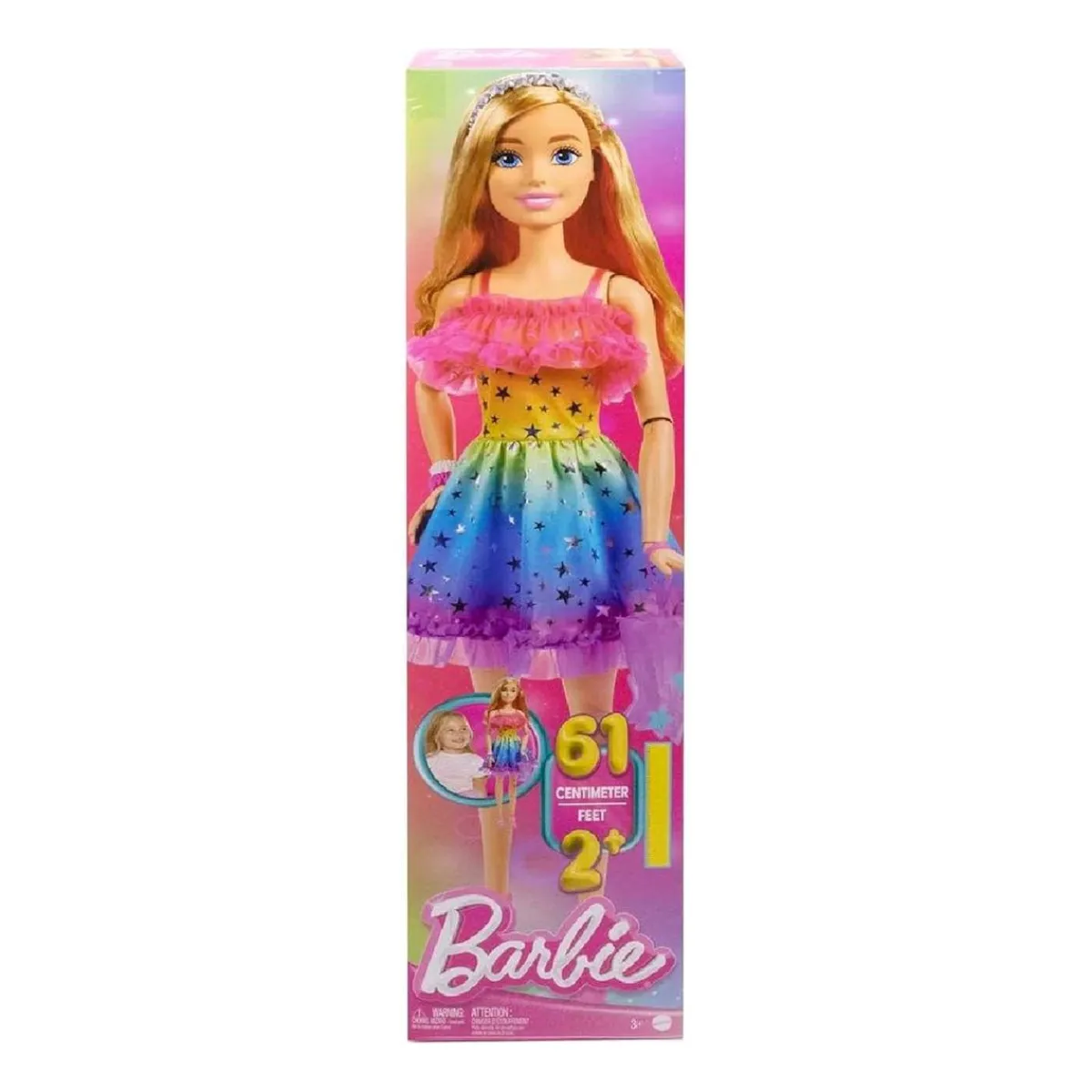MATTEL Muñecas*Barbie - Muñeca de 71 cm con vestido arcoíris