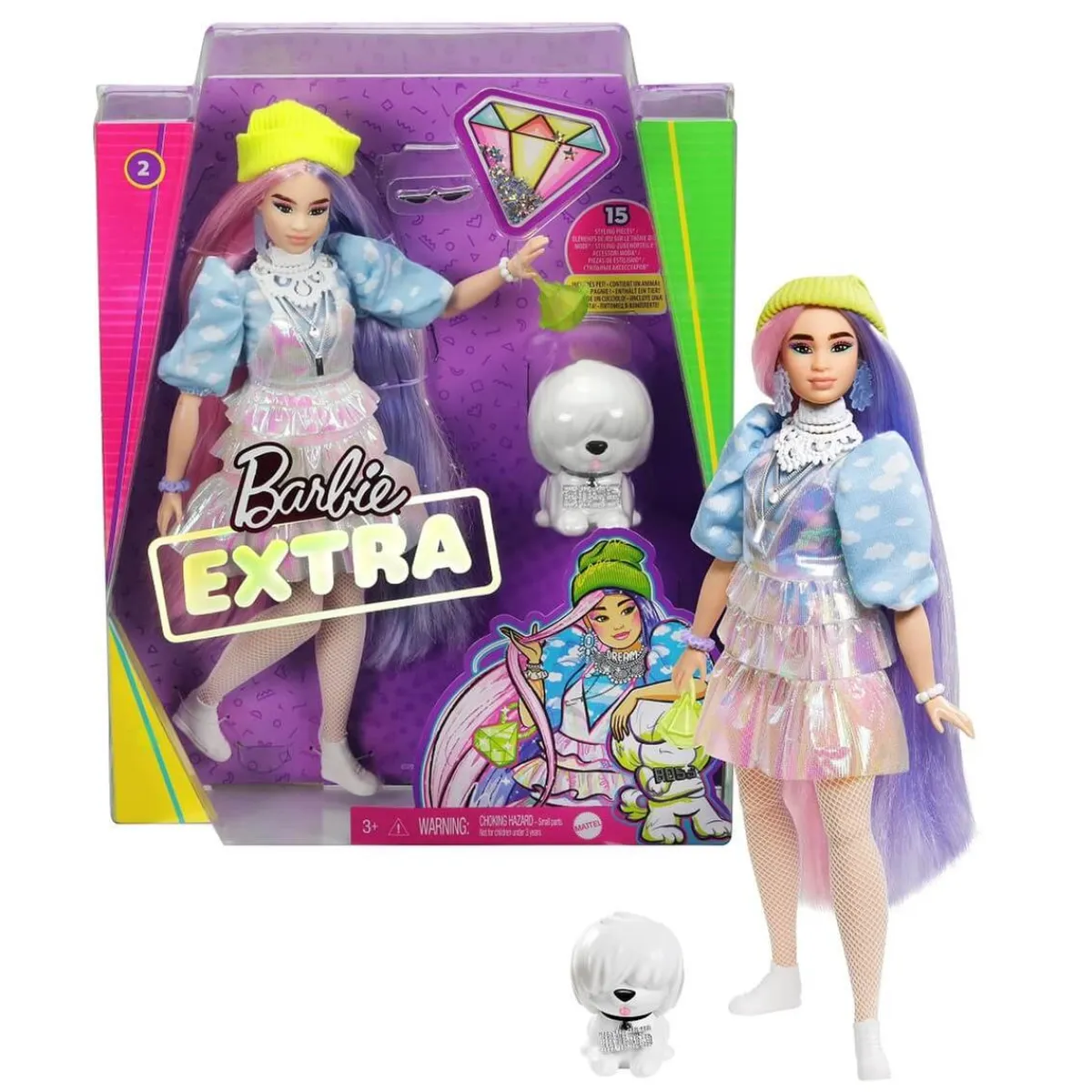 BARBIE Muñecas*- Muñeca Extra - Pelo rosado y violeta