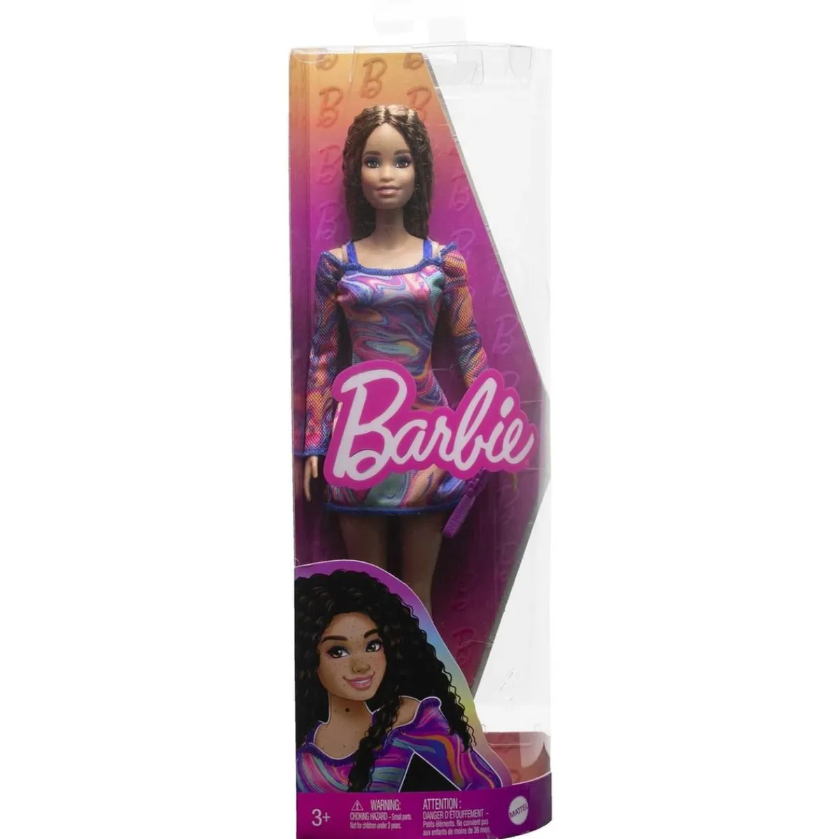MATTEL Muñecas*Barbie - Muñeca Fashionista con vestido estampado mármol y accesorios de moda ㅤ