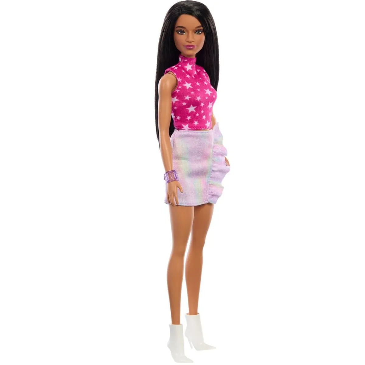 MATTEL Muñecas*Barbie - Muñeca Fashionista con Vestido Rosa Metálico ㅤ