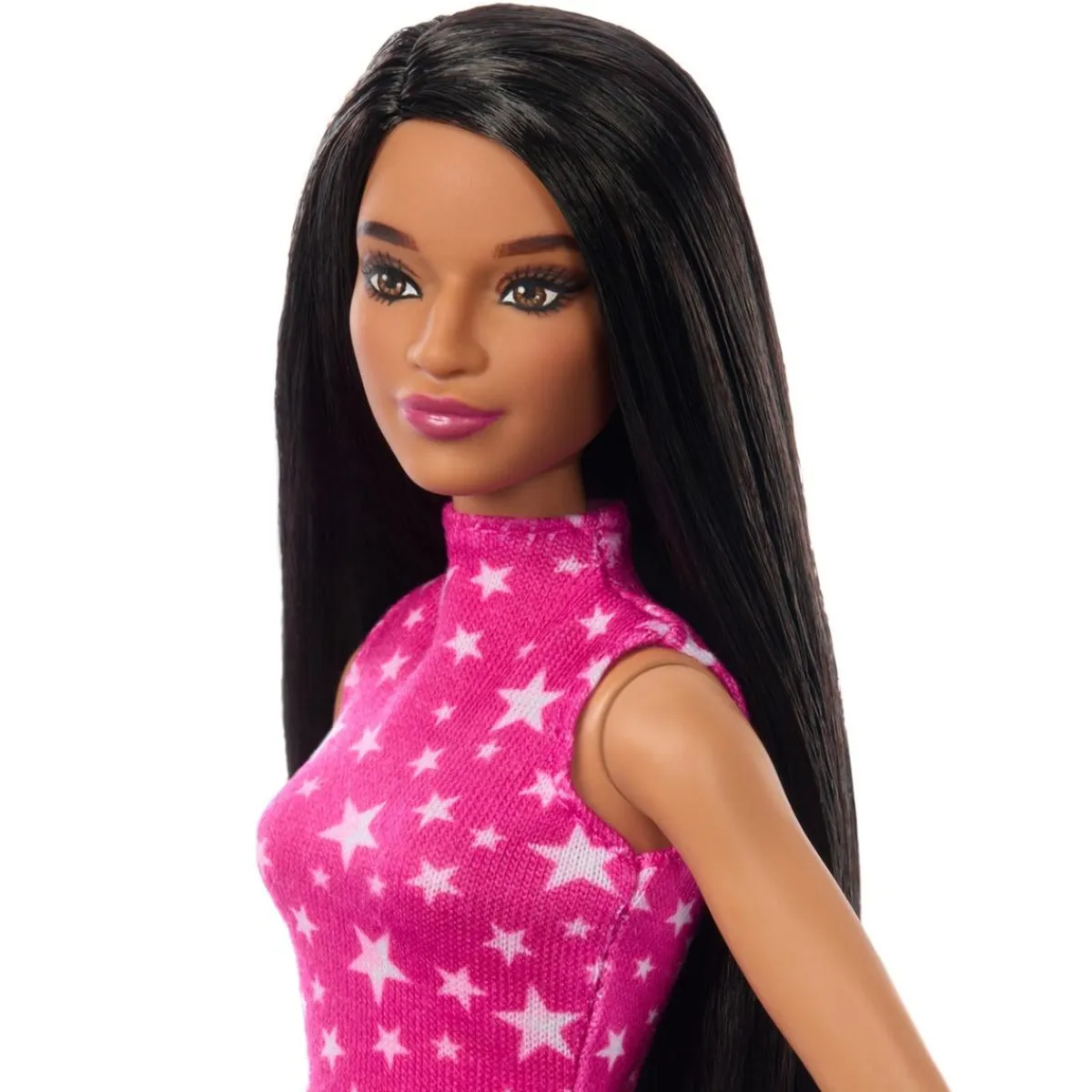 MATTEL Muñecas*Barbie - Muñeca Fashionista con Vestido Rosa Metálico ㅤ