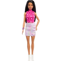 MATTEL Muñecas*Barbie - Muñeca Fashionista con Vestido Rosa Metálico ㅤ