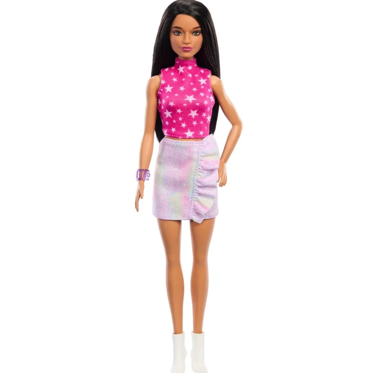 MATTEL Muñecas*Barbie - Muñeca Fashionista con Vestido Rosa Metálico ㅤ