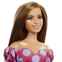 BARBIE Muñecas*- Muñeca Fashionista Curvy Vitiligo - Vestido de lunares