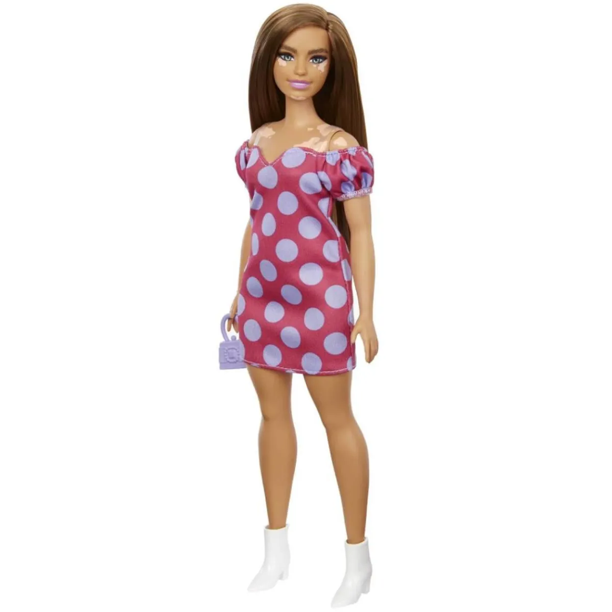 BARBIE Muñecas*- Muñeca Fashionista Curvy Vitiligo - Vestido de lunares