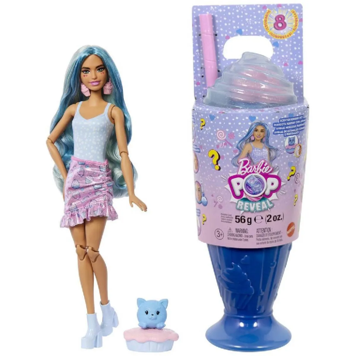 BARBIE Muñecas*Pop Reveal Sweets - Vaso azul