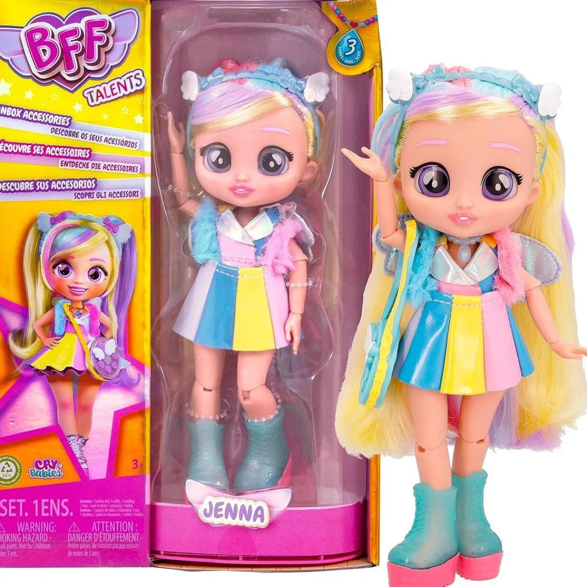 BEBÉS LLORONES Muñecas*Bebés Llorones - Best Friends Forever Serie 3 Jenna con pelo largo y 9 accesorios ㅤ