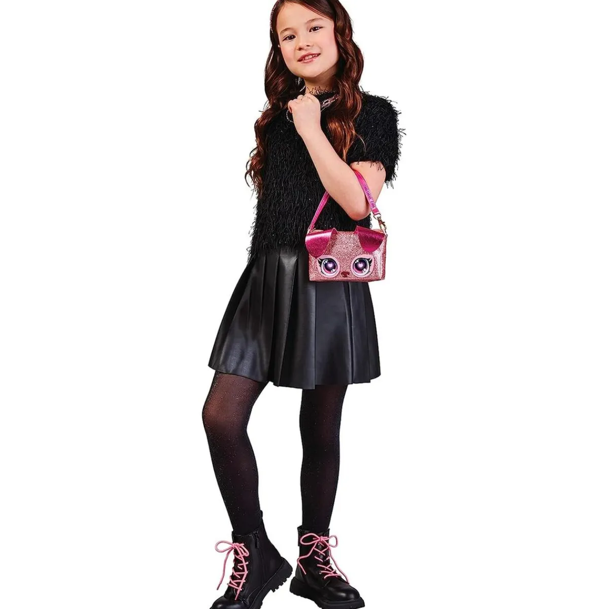 PURSE PETS Muñecas*Bolso de mano juguete cachorro con ojos arcoíris iluminados ㅤ