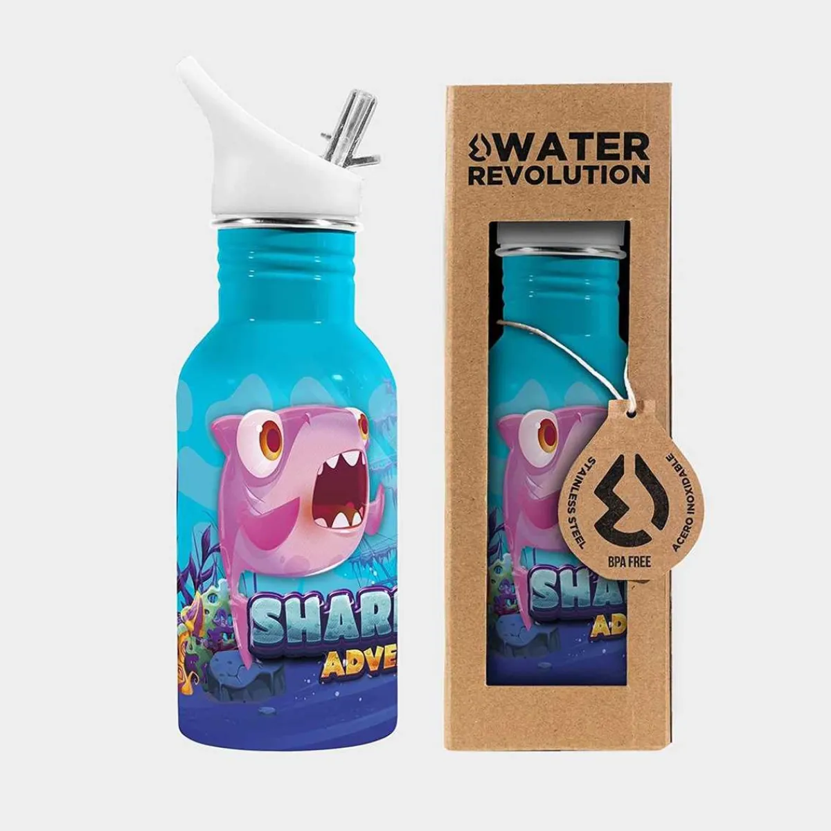CLASSICS REVOLUTION, S.L. Material Escolar*Cantimplora de acero inoxidable 500ml Sharkland