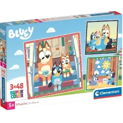 CLEMENTONI Juegos Y Puzzles*- 3 puzzles 48 piezas - Bluey