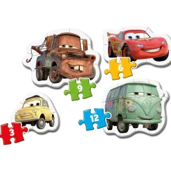 CLEMENTONI Juegos Y Puzzles*- Cars - Puzzle progresivo Cars de 3-6-9-12 piezas ㅤ