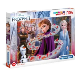 CLEMENTONI Juegos Y Puzzles*- Frozen - Puzzle infantil efecto purpurina 104 piezas ㅤ