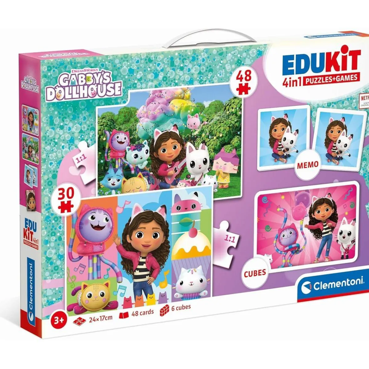 CLEMENTONI Juguetes Educativos Y Libros|Juegos Y Puzzles*- Gabbys Dollhouse - Puzzle Edukit 4 en 1