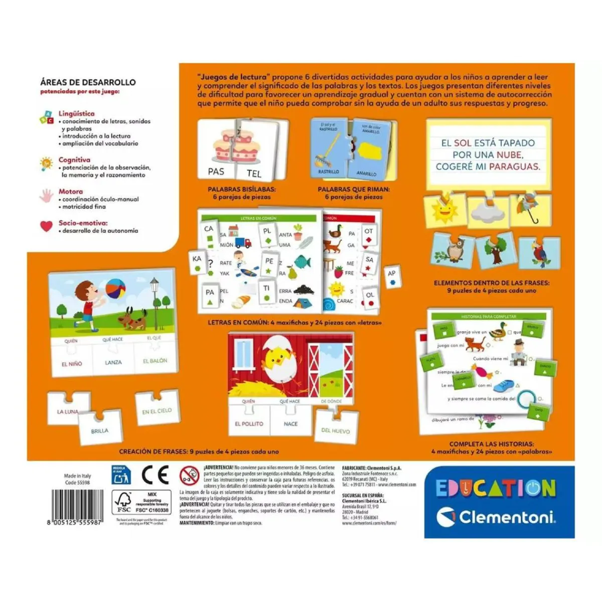 MONTESSORI Juguetes Educativos Y Libros|Juegos Y Puzzles*Clementoni - Juegos de Lectura