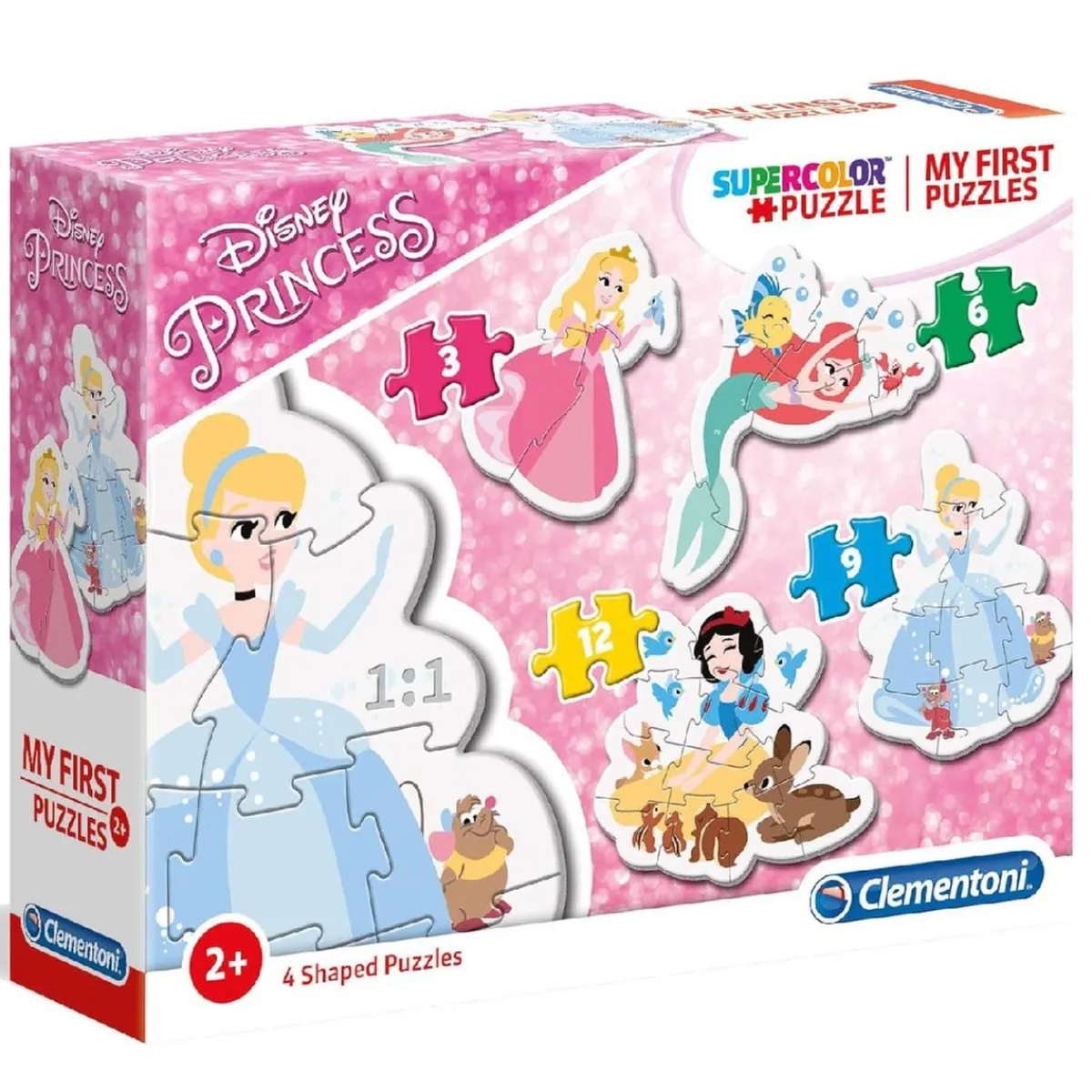 CLEMENTONI Juegos Y Puzzles*- Mis primeros Puzzles Progresivos 3-6-9-12 - Princesas Disney