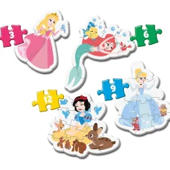 CLEMENTONI Juegos Y Puzzles*- Mis primeros Puzzles Progresivos 3-6-9-12 - Princesas Disney