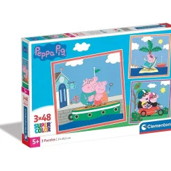 CLEMENTONI Juegos Y Puzzles*- Peppa Pig - Puzzle Supercolor 3x48 piezas ㅤ
