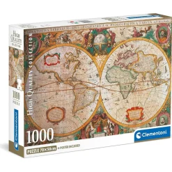 CLEMENTONI Juegos Y Puzzles*- Puzzle de 1000 piezas con Mapa antiguo, fabricado en Italia ㅤ