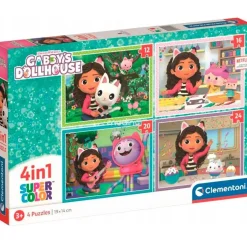 CLEMENTONI Juegos Y Puzzles*- Puzzle infantil 4 en 1: Casa de Muñecas de Gabby, 12-24 piezas, tamaño único ㅤ