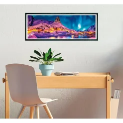 CLEMENTONI Juegos Y Puzzles*- Puzzle panorámico de 1000 piezas, Noche colorida en las Islas Lofoten ㅤ