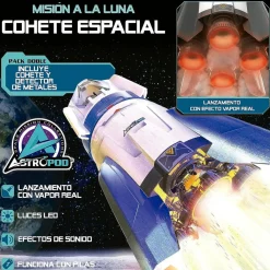 EDUCA Steam*Cohete espacial construye y juega con luces y sonido, vehículo lunar y detector de metales real