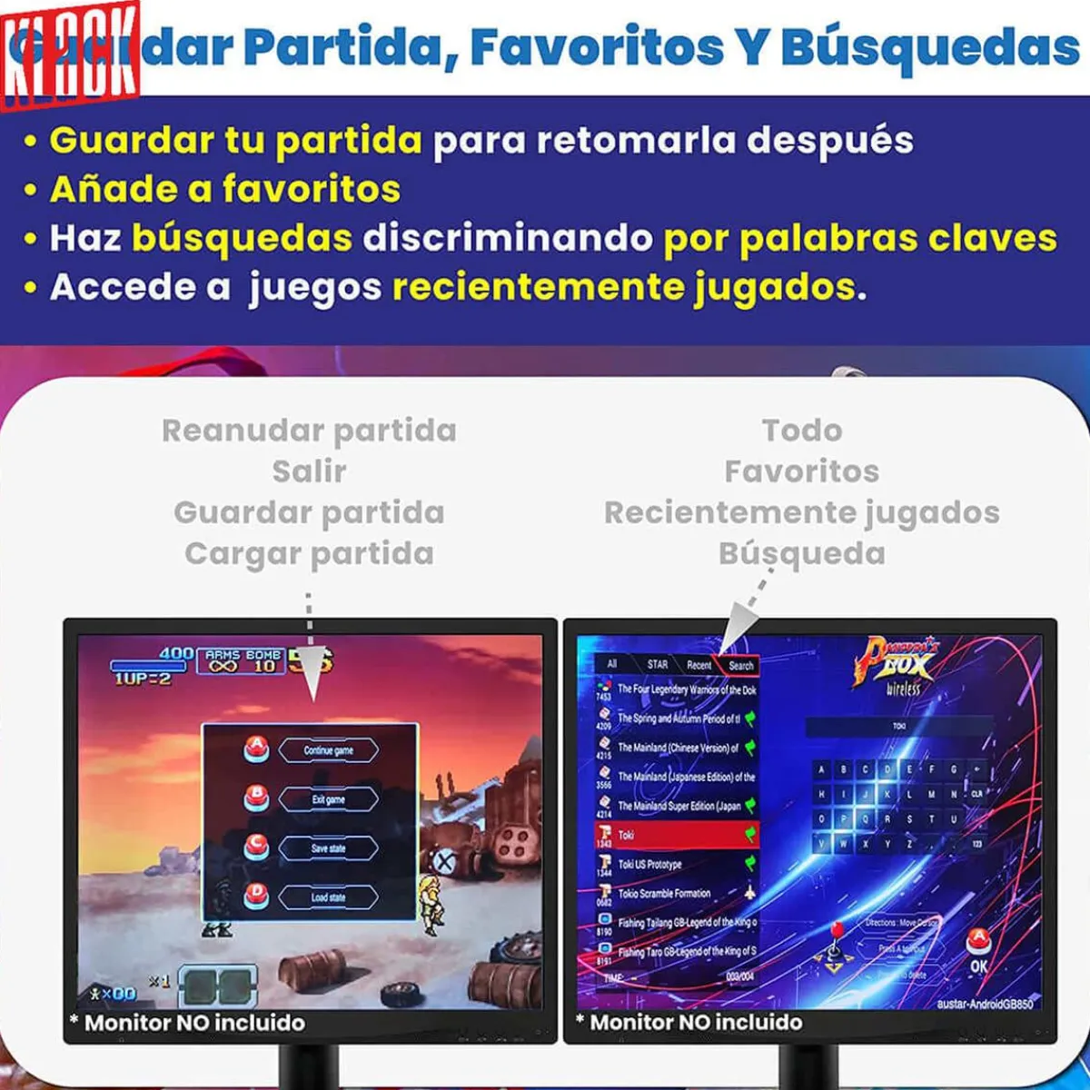 KLACK EUROPE Figuras De Acción*Consola de juego Pandora Box 3D 10.000 juegos