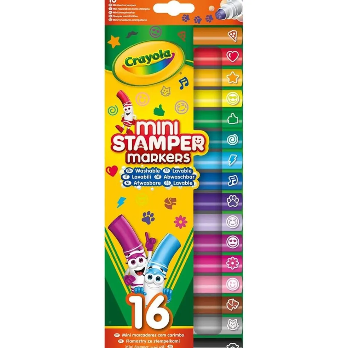 CRAYOLA Arte Y Manualidades*- - 16 rotuladores lavables con punta de sello Pip Squeaks, colores surtidos, para escuela y ocio ㅤ