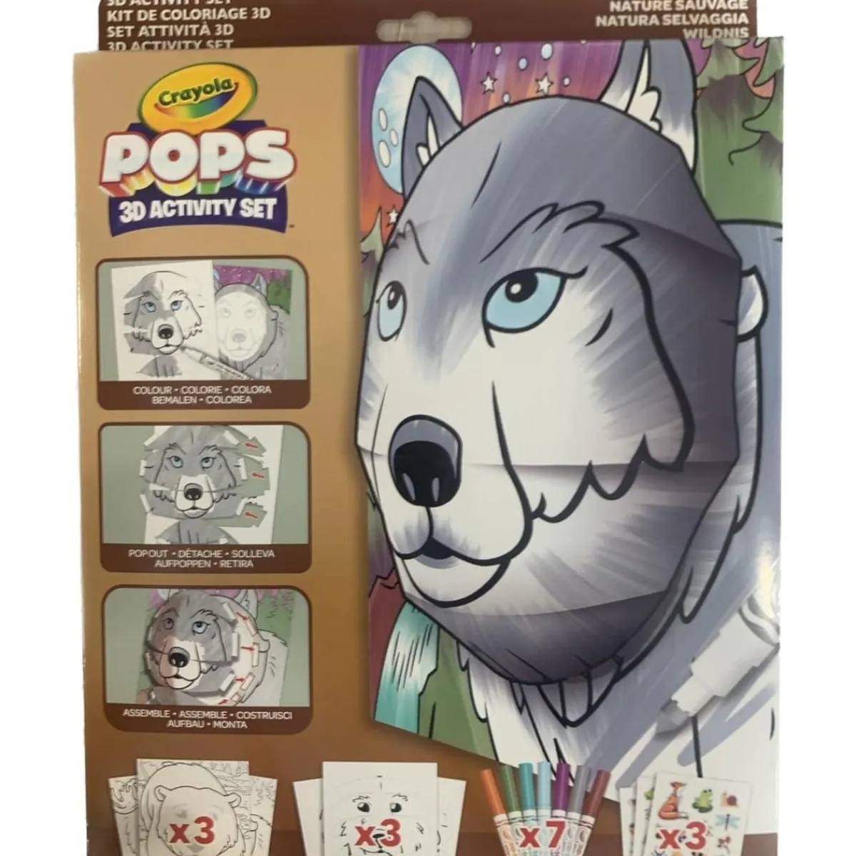 CRAYOLA Arte Y Manualidades*- Juego de páginas para colorear y construir obras de arte tridimensionales, tema naturaleza salvaje