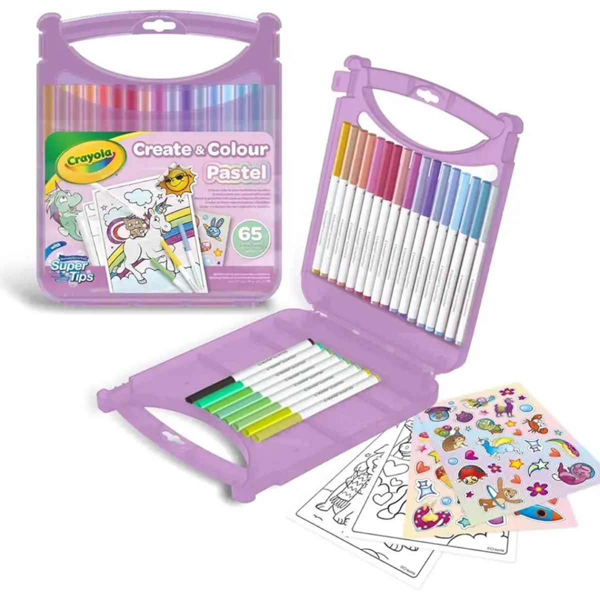 CRAYOLA Arte Y Manualidades*- Juego de rotuladores lavables SuperTips, 65 piezas en colores pastel ㅤ