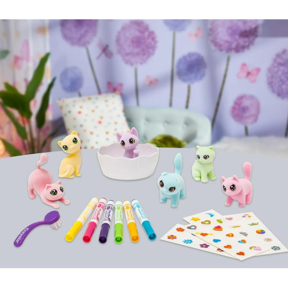 CRAYOLA Arte Y Manualidades*- Kit de actividades Washimals Pets para colorear y bañar animales bebés con pegatinas en colores pastel