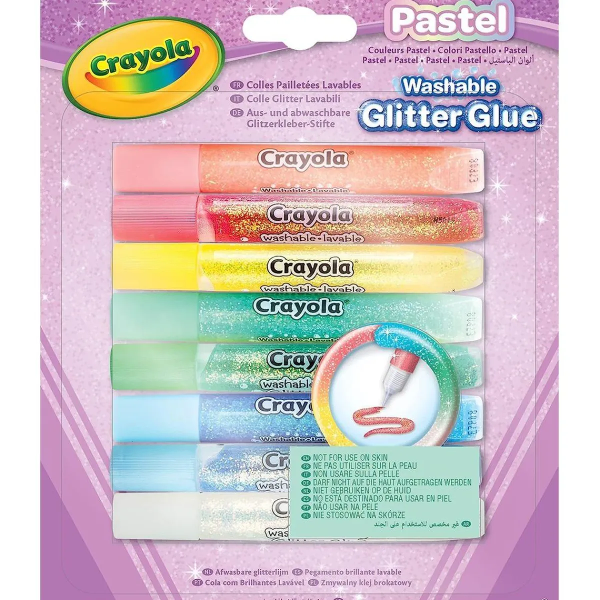 CRAYOLA Arte Y Manualidades*- Pegamentos con purpurina lavables en colores pastel para manualidades y tiempo libre ㅤ