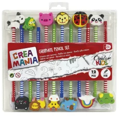 CREAMANIA UNISEX Arte Y Manualidades*Creamania - Set de 12 lápices con goma de borrar