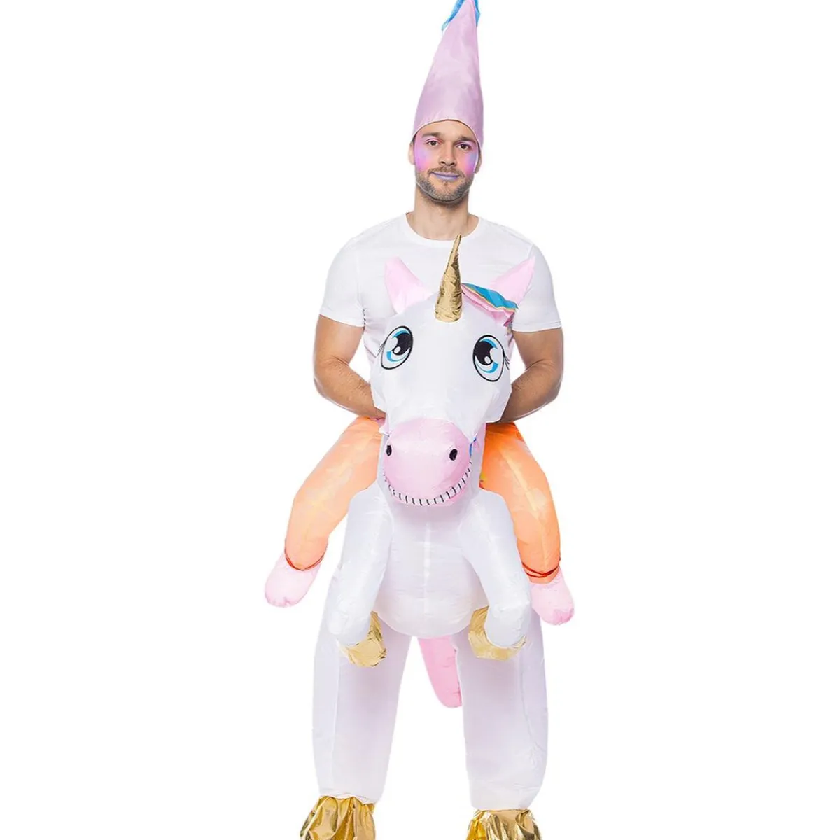 Funidelia Disfraces|Halloween*Disfraz a hombros de unicornio hinchable para adulto Talla única