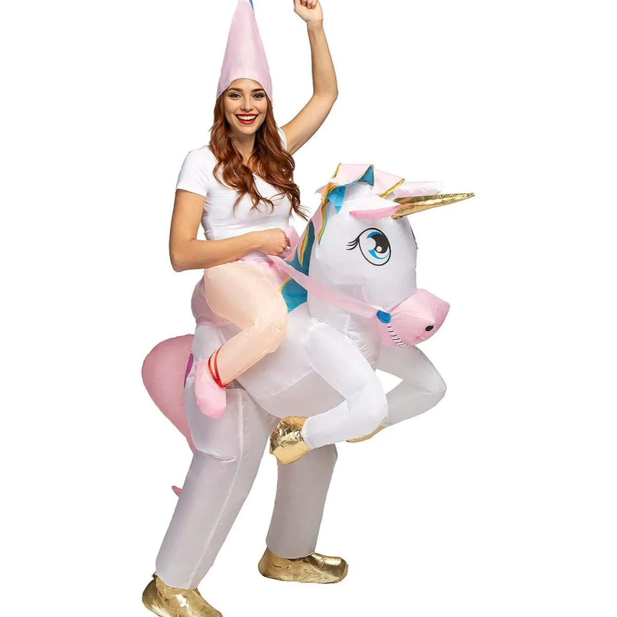 Funidelia Disfraces|Halloween*Disfraz a hombros de unicornio hinchable para adulto Talla única