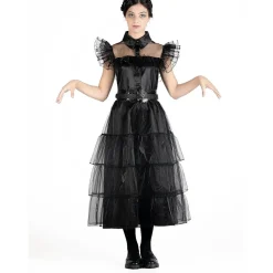 ABYSSE CORP Disfraces|Halloween*Disfraz color negro estilo Wednesday Addams, 152cm