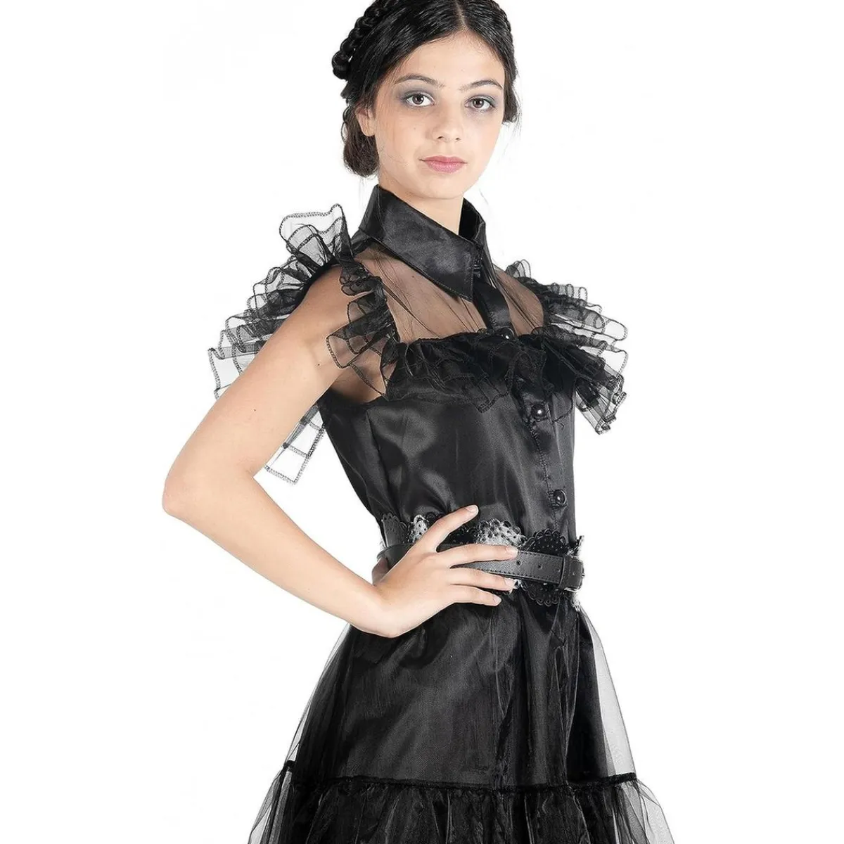 ABYSSE CORP Disfraces|Halloween*Disfraz color negro estilo Wednesday Addams, 152cm
