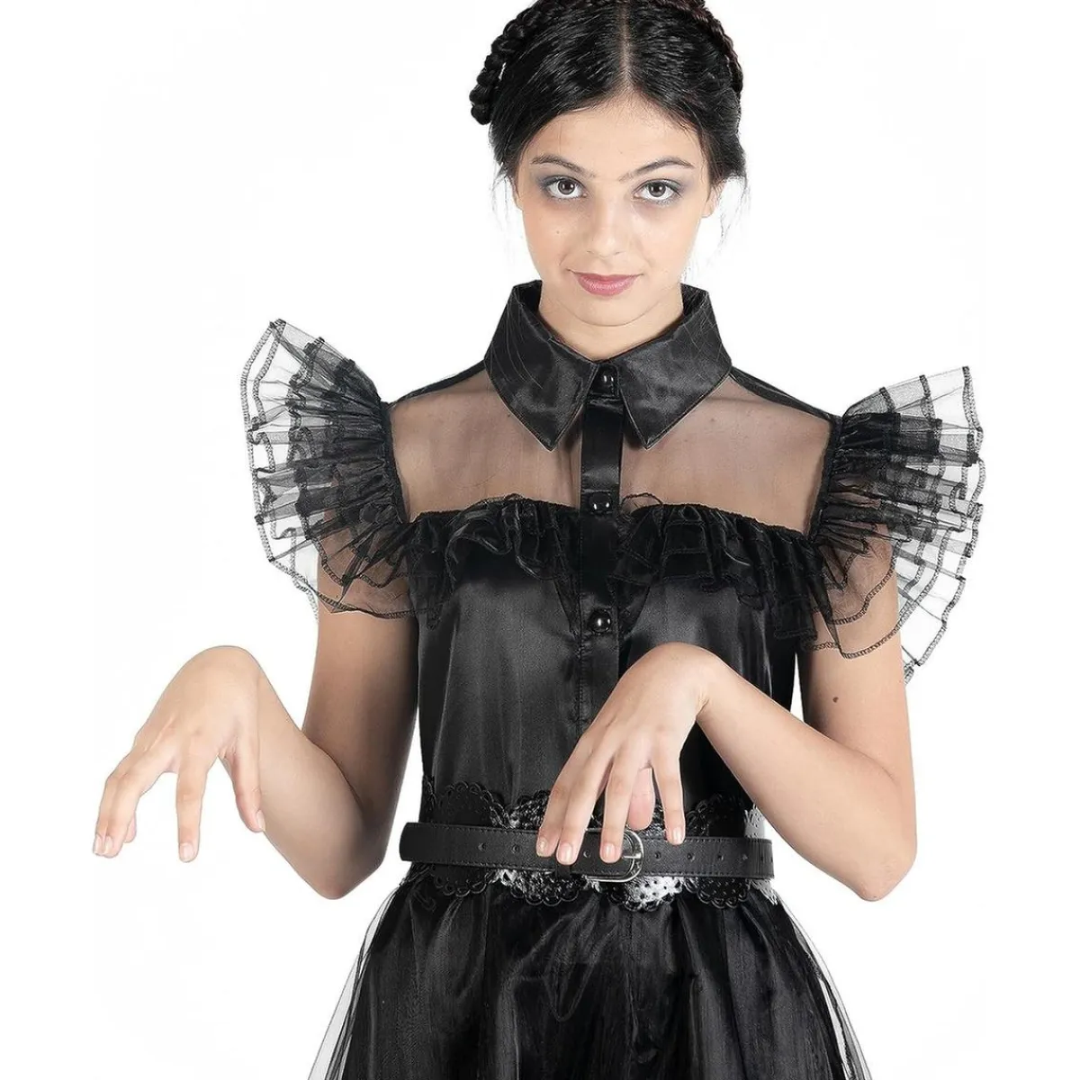 ABYSSE CORP Disfraces|Halloween*Disfraz color negro estilo Wednesday Addams, 152cm