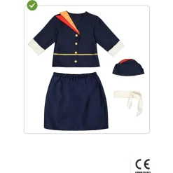 Funidelia Halloween|Disfraces*Disfraz de azafata de vuelo para niña 10-12 años