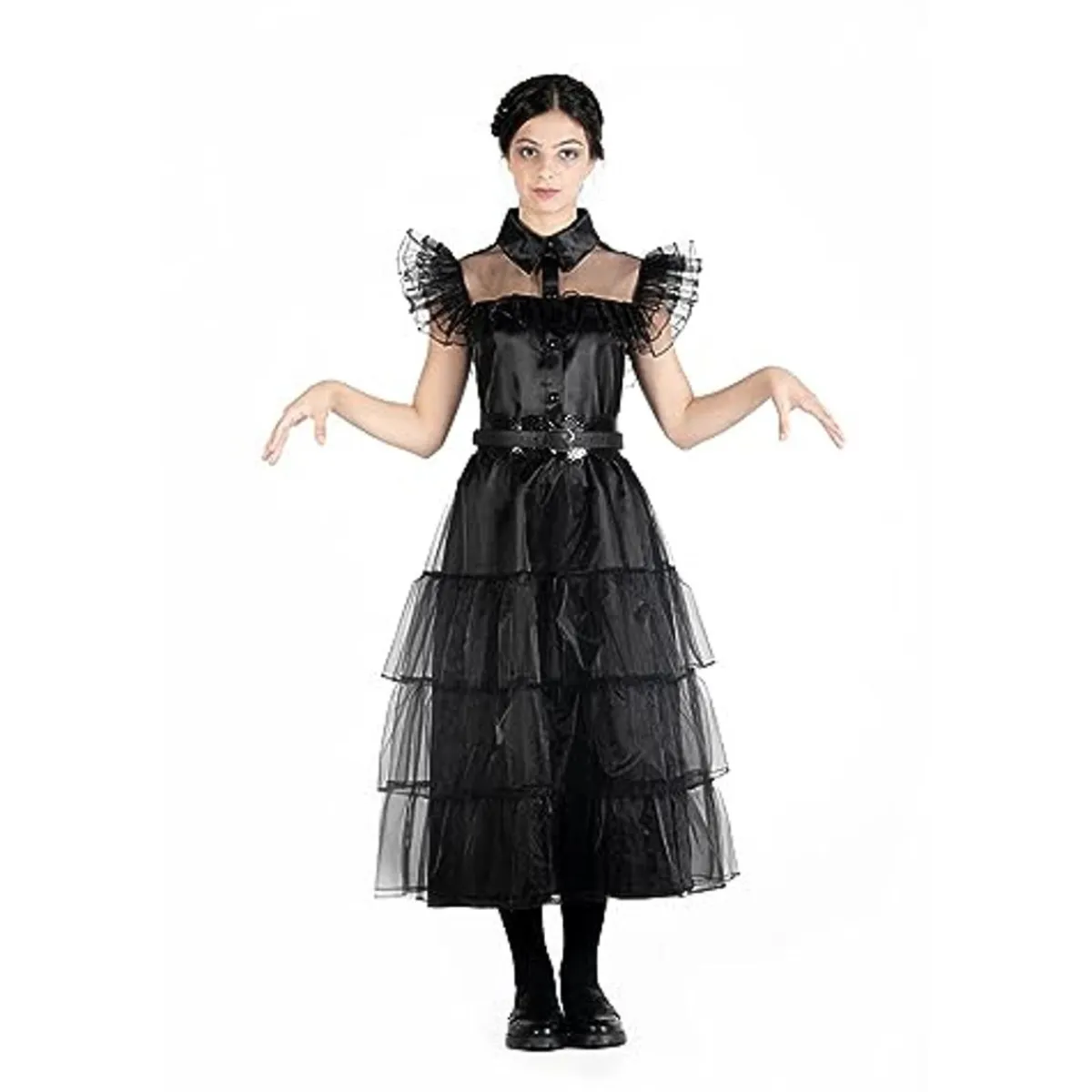 TOYS "R" US Disfraces|Halloween*Disfraz de baile Rave'N Dance estilo Wednesday Addams, color negro, talla S ㅤ