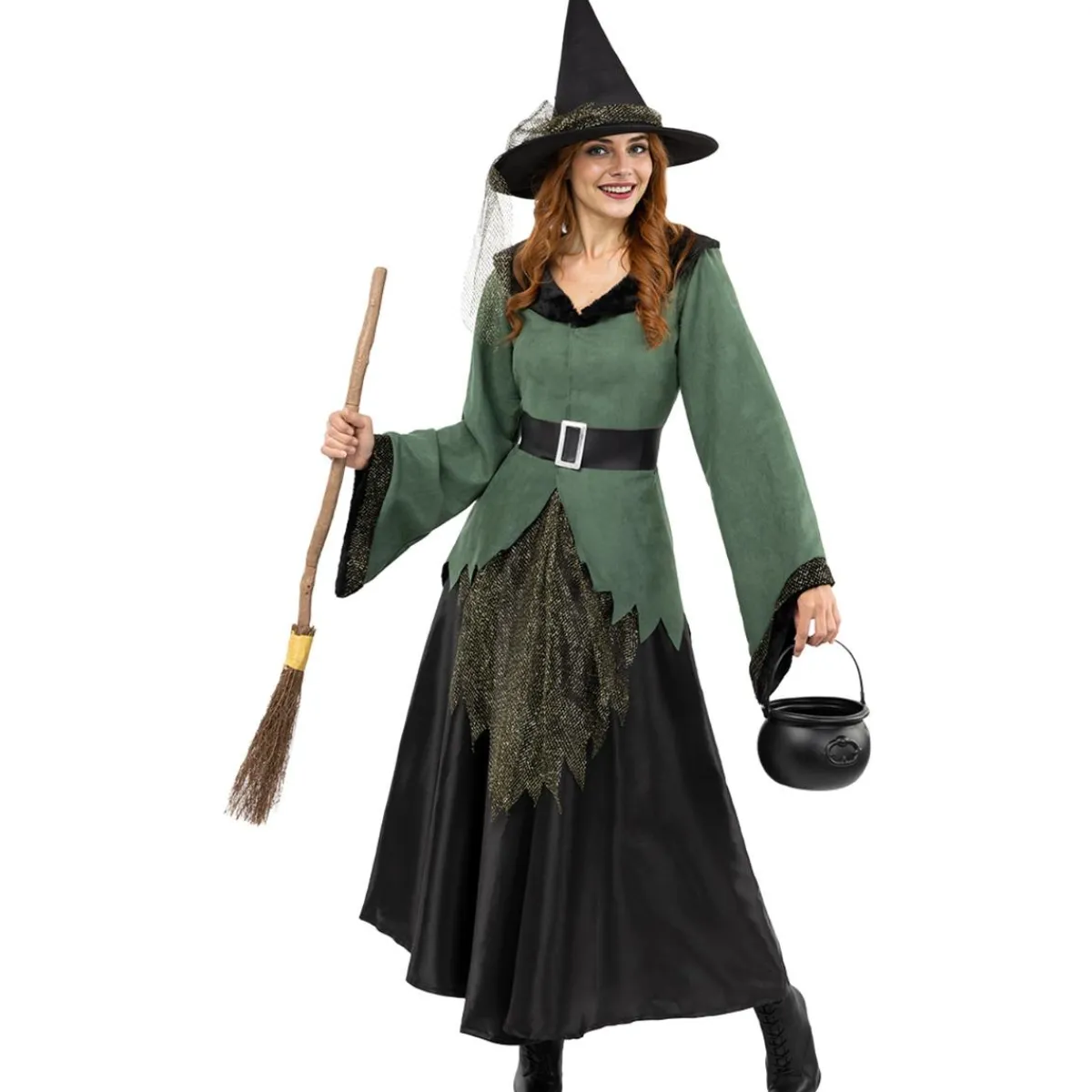 Funidelia Disfraces|Halloween*Disfraz de bruja deluxe mujer M