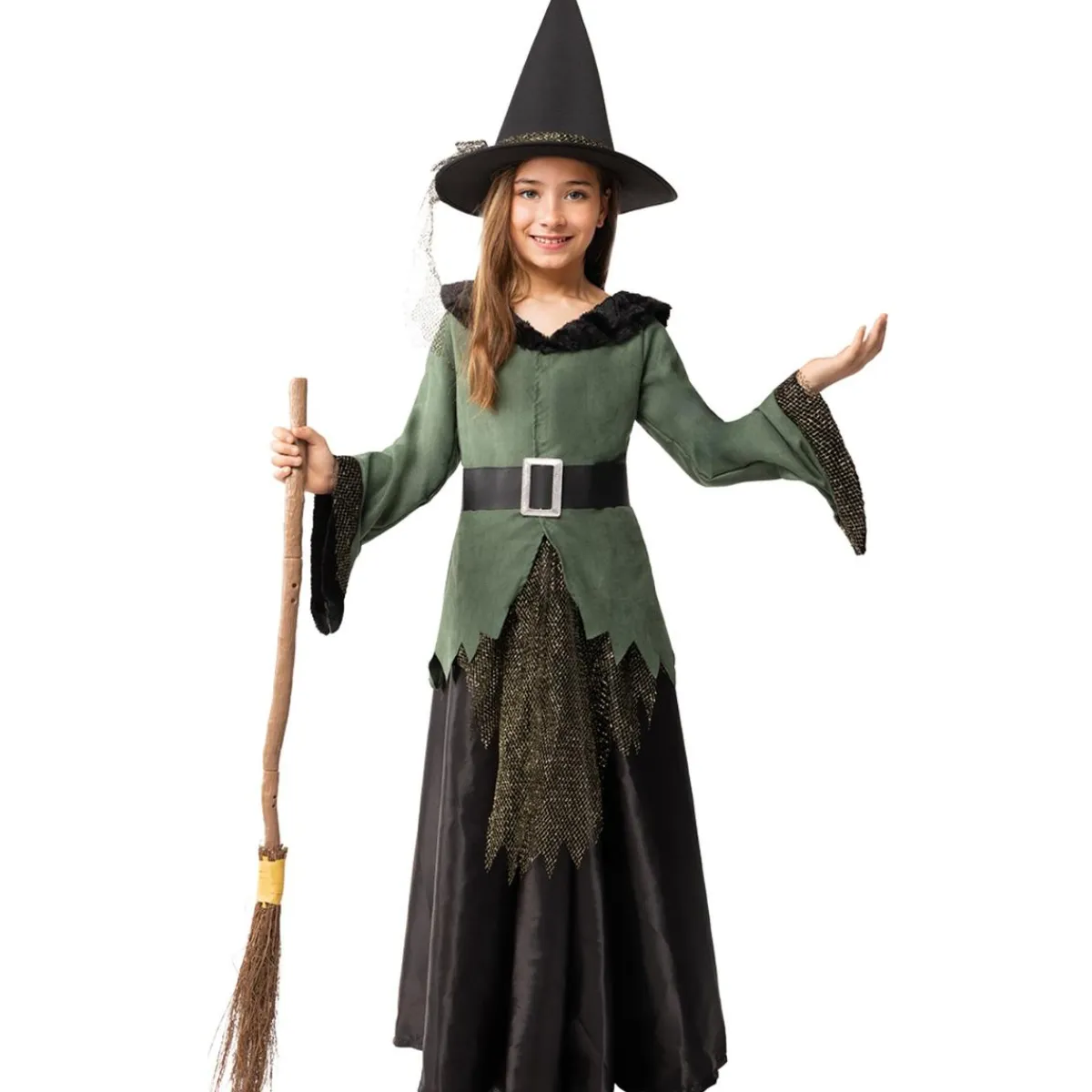 Funidelia Disfraces|Halloween*Disfraz de bruja deluxe niña 5-6 años