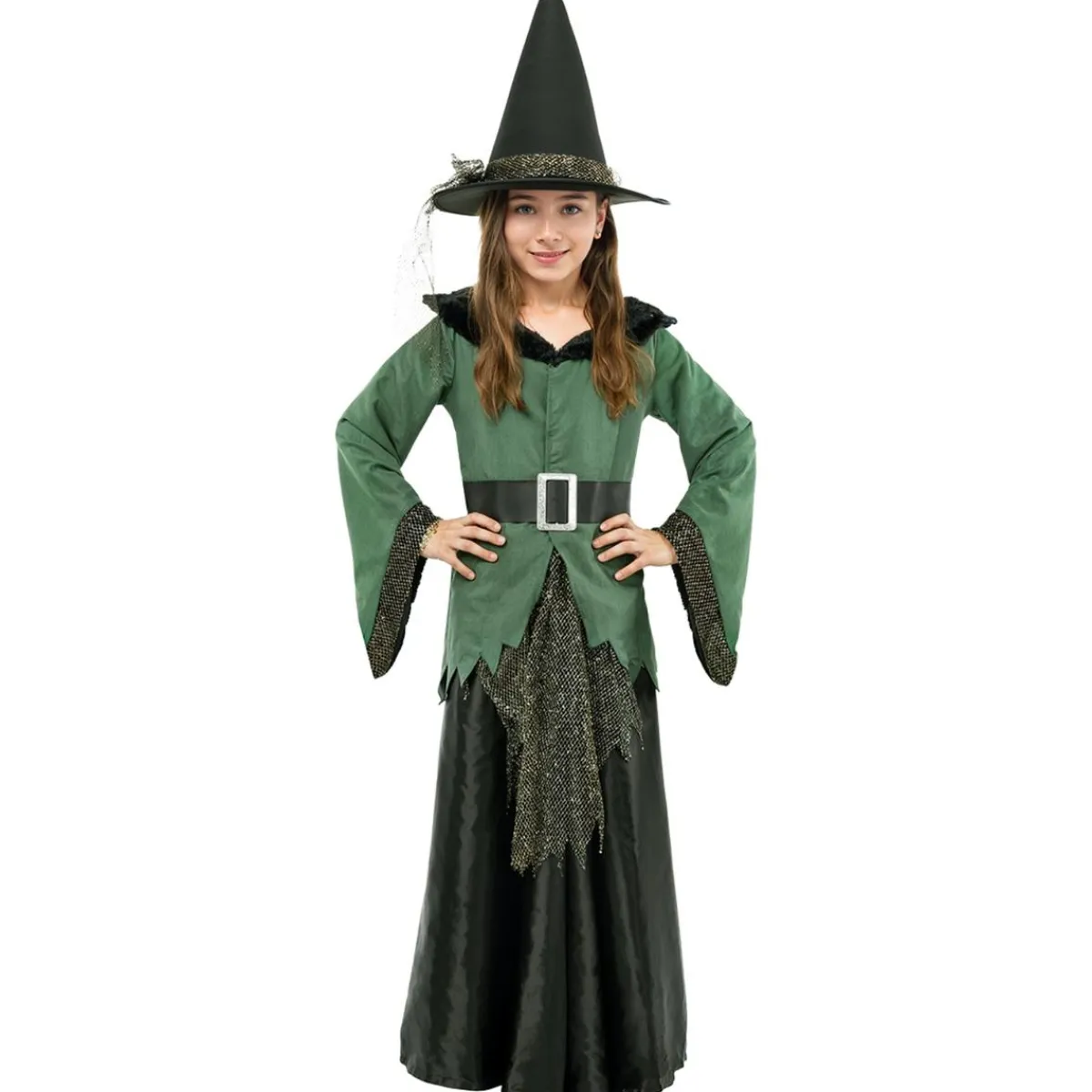 Funidelia Disfraces|Halloween*Disfraz de bruja deluxe niña 5-6 años