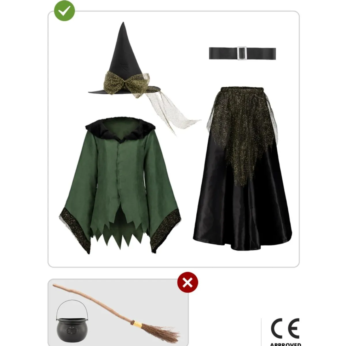 Funidelia Disfraces|Halloween*Disfraz de bruja deluxe niña 5-6 años