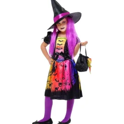 RUBIE'S Disfraces|Halloween*Disfraz de bruja encantada con vestido impreso, sombrero y bolso para fiestas